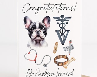 Personalized Veterinarian Graduation Card Keepsake Dog Vet Tech Nurse Graduation Gift Puppy Veterinary Message Card Congratulations Card