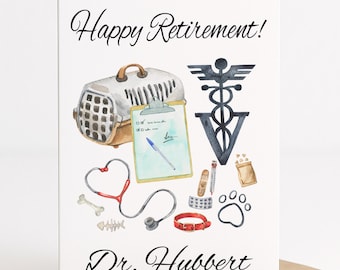 Personalized Veterinarian Retirement Card Keepsake Vet Tech Gift Nurse Veterinary Handwritten Message Card Congratulations Card