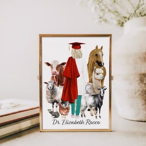 Cadeau de remise des diplômes vétérinaire pour elle, art mural vétérinaire personnalisé, tenture murale vétérinaire personnalisée, cadeau petite amie de remise des diplômes