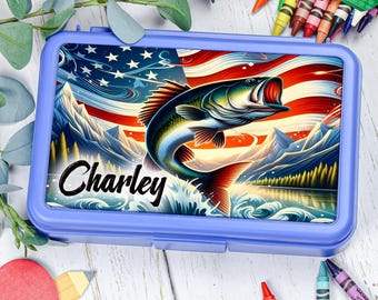 Personalized Decal Sticker For Kids Pencil Box School Supplies Back to School Custom Name Sticker Fishing