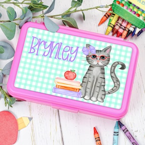 Cat Cute Pencil Case Cat Pencil Box Personalized Kids Pencil Box Cat Back to School Supplies Personalized Cat Pencil Holder