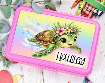 Sea Turtle Personalized Sticker Decal For Kids Pencil Box Back to School Supplies Custom Name Sticker