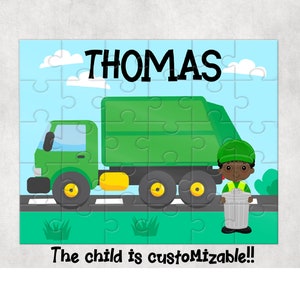 Personalized 8 x 10 Puzzle 20 pieces puzzle Personalized Children Puzzle Personalized Garbage Truck Puzzle Personalized Name Puzzle