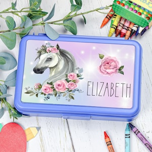 Horse Pencil Box Personalized Gift for Kids Back to School Supplies Equestrian Theme Classroom Supply Box
