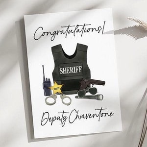 Cartes-cadeaux shérif, carte de voeux de remise de diplôme personnalisée officier de police pour lui, décoration de fête, carte imprimée personnalisée