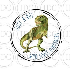 Dinosaur Watercolor PNG Just a Boy Who Loves Dinosaurs Kids Dinosaur PNG Boy Dinosaur Watercolor Sublimation Shirt Digital Download