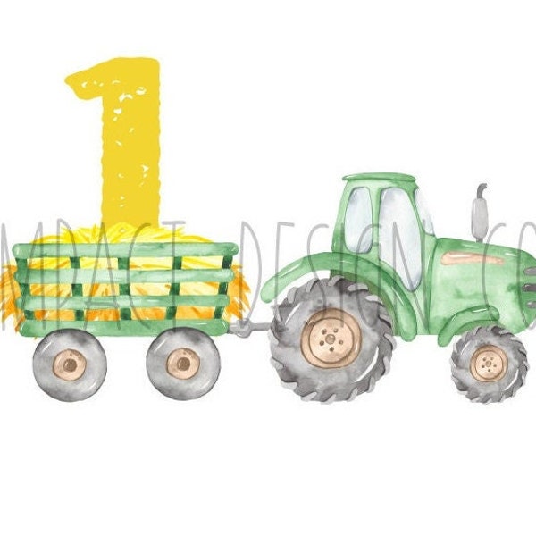 Farm Birthday Tractor PNG Kids Farm Tractor PNG Kids Tractor PNG Green Tractor Watercolor Shirt png Digital Download