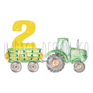 Trator de aniversário de fazenda PNG Crianças Trator de fazenda PNG Trator infantil PNG Trator verde Camisa aquarela png Download digital