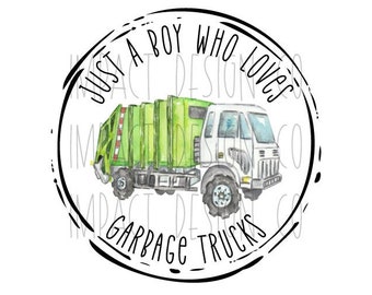 Niños Green Garbage Truck Acuarela PNG Green Construction PNG Garbage Truck Party Just A Boy Who Loves Garbage Trucks Descarga digital