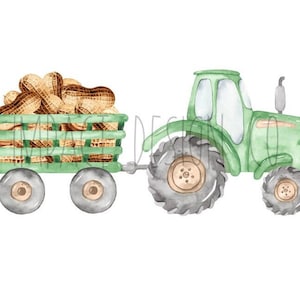 Fall Tractor PNG Peanut Tractor PNG Green Tractor PNG Nuts Autumn Thanksgiving Tractor Watercolor Shirt png Digital Download
