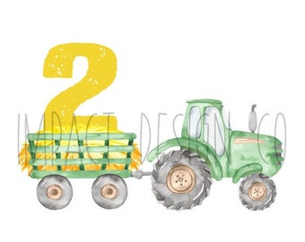 Farm Birthday Tractor PNG Kids Farm Tractor PNG Kids Tractor PNG Green Tractor Watercolor Shirt png Digital Download