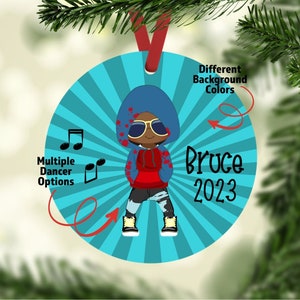 Personalized Hip Hop Dance Christmas Ornaments | Personalized Dance Ornament | Hip Hop Christmas Eve Box Filler Gift Tags