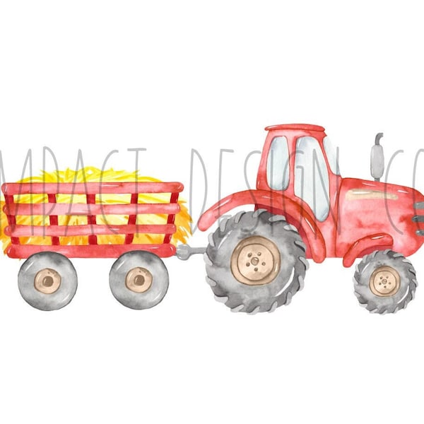 Red Farm Tractor PNG Kids Red Tractor Farm PNG Kids Tractor PNG Red Tractor Watercolor Shirt png Digital Download