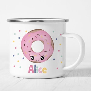 Donut Mug Kids Mug Easter Basket Stuffers Polka Dot Donut Enamel Mug Easter Gift Donut Birthday Party Donut Party Favors