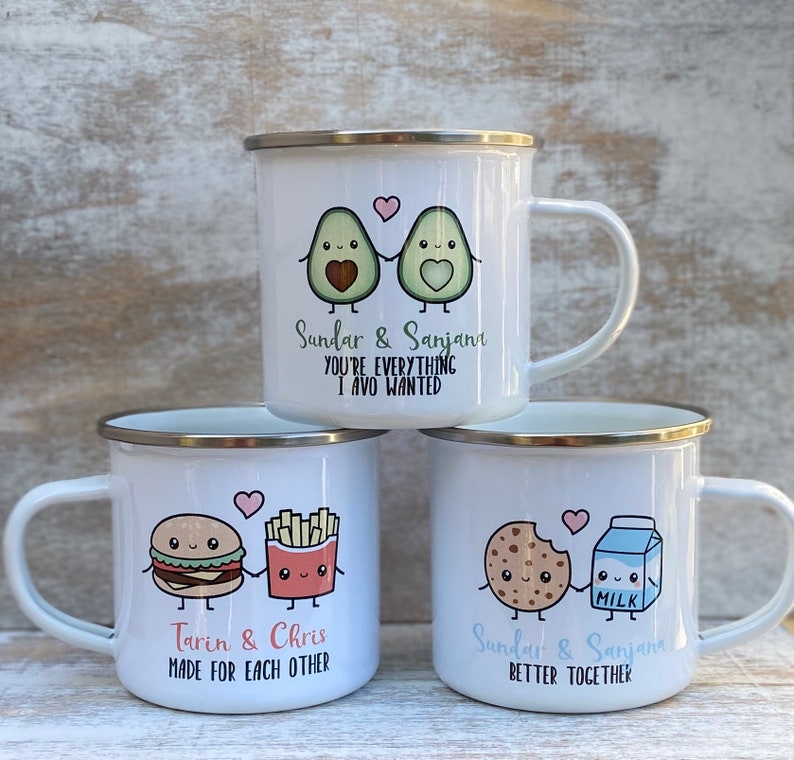 Personalized Couple Mugs Engagement Gift for Him Etsy