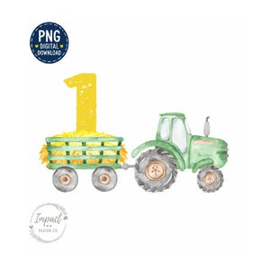Farm Birthday Tractor PNG Kids Farm Tractor PNG Kids Tractor PNG Green Tractor Watercolor Shirt png Digital Download
