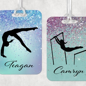 Kids Gymnastics Luggage Tag Gymnast Team Travel Bag Label Back to School Supplies Backpack ID Name Badge Personalized Gift Christmas Eve Box