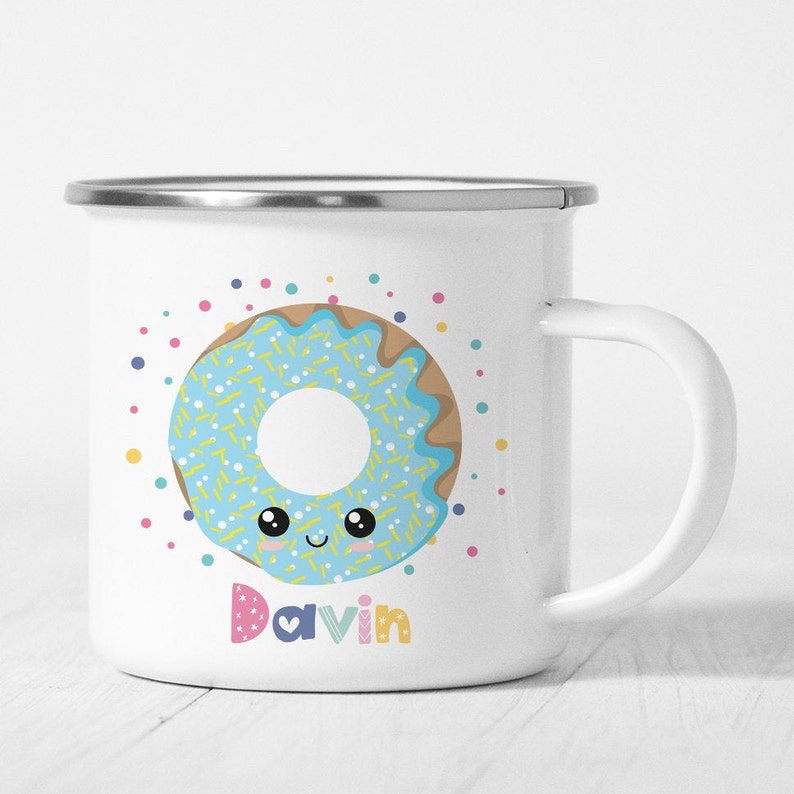 Kids Mug Donut Mug Personalized Mugs for Kids Donut Enamel Etsy