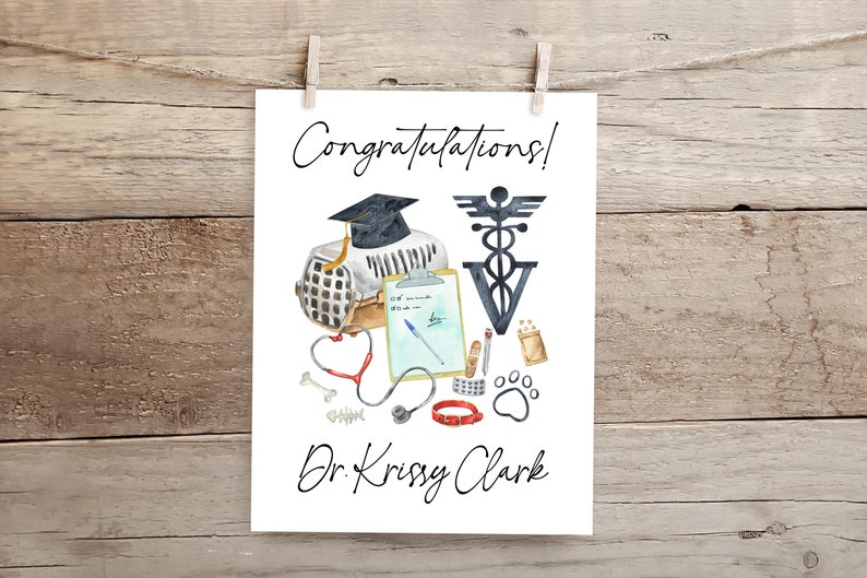 Congratulations Graduation Card Veterinarian Gift Veterinary Technician Gift Veterinary Nurse Gift Achievement Card Keepsake Card Handwritten Message Card Blank Inside