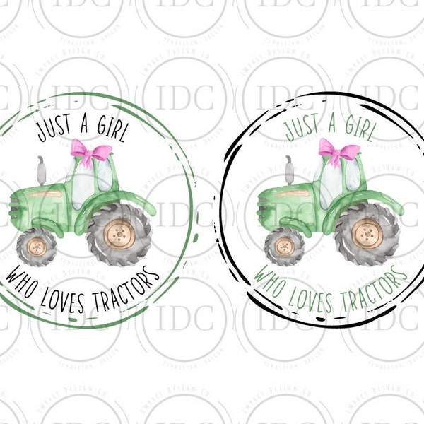 Girls Green Tractor Watercolor PNG Green Farm Tractor PNG Green Farm Party Watercolor Sublimation Digital Download