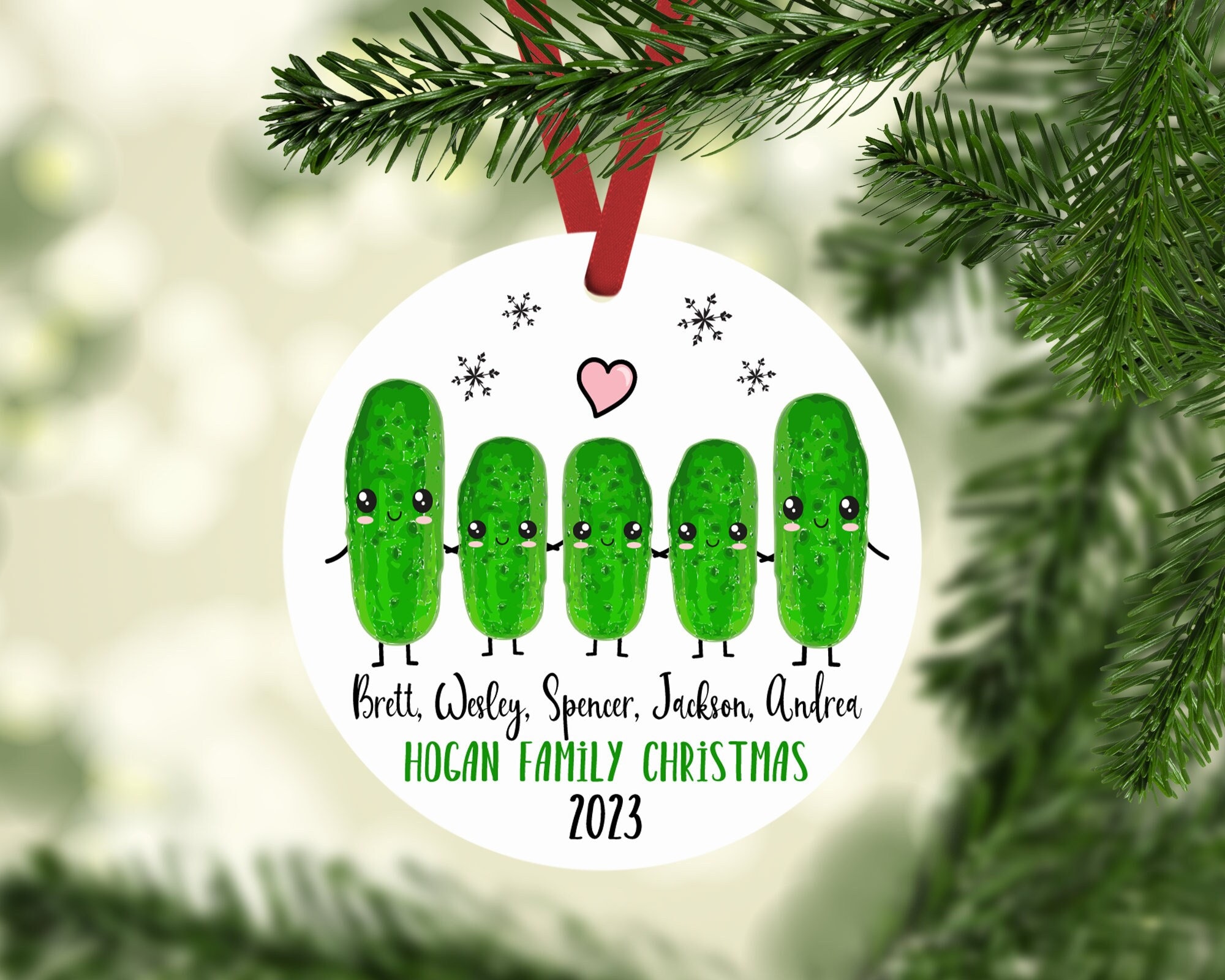 Pickle Christmas Ornaments for Family, Stocking Stuffers and Name Tags, Giftbox, Tree Decorations