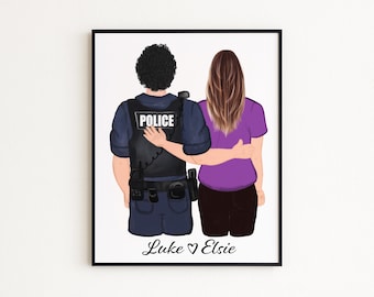 Personalized Police Officer Gifts for Couples, Custom Police Wife or Girlfriend  Prints
