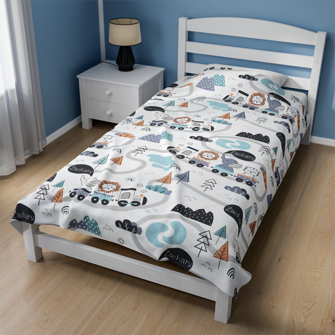 Personalized Baby Blanket Train Baby Shower Blanket Animal Etsy