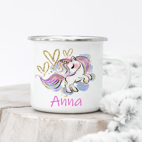 Tazza con unicorno Tazza smaltata Tazza per bambini Cestino pasquale per bambini  Unicorno Festa di San Valentino Bomboniere con unicorno -  Italia