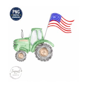 American Flag Green Tractor PNG Tractor American Flag PNG usa Flag PNG Green Tractor Watercolor Digital Download Sublimation