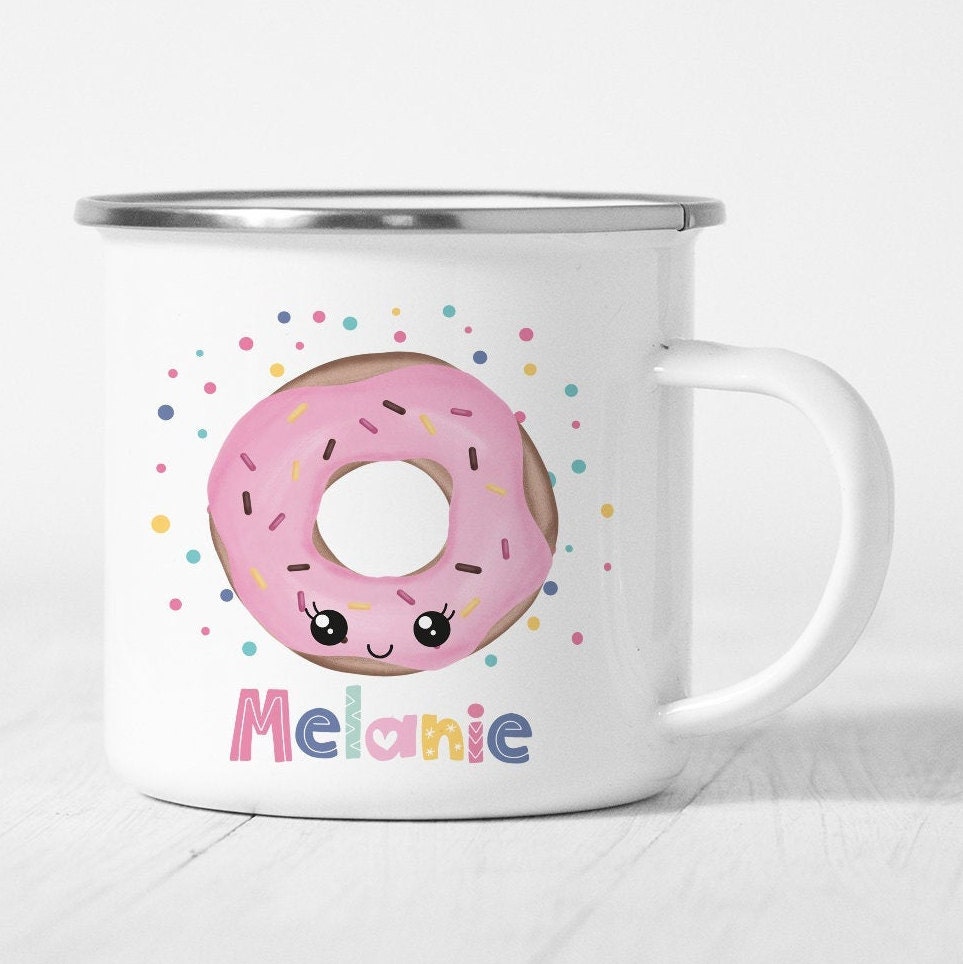 Kids Mug Donut Mug Personalized Mugs for Kids Donut Enamel Etsy