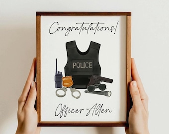 Police Officer Gift Print Police Graduation Decor Personalized Table Card for Him Graduation Party Decoration Custom Printed Wall Hanging