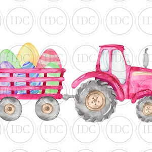 Easter Tractor PNG Easter PNG Pink Tractor PNG Easter Egg Acquerello Digital Download Sublimazione