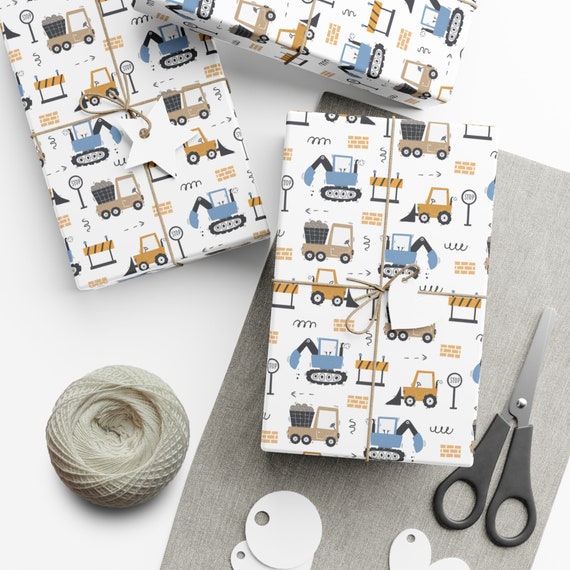 Construction Wrapping Paper Roll Cute Trucks Gift Wrapping Roll Kids  Construction Birthday Gift Wrap Paper -  Denmark