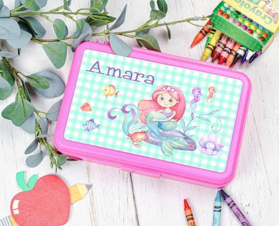 Mermaid Pencil Box Personalized School Supplies Back to School Personalized Kids  Pencil Box Mermaid Personalized Pencil Box 