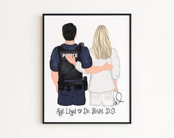 Police Officer Gifts Doctor Gifts Police Prints Nurse Prints Nurse Gift for Her Personalized Couples Print