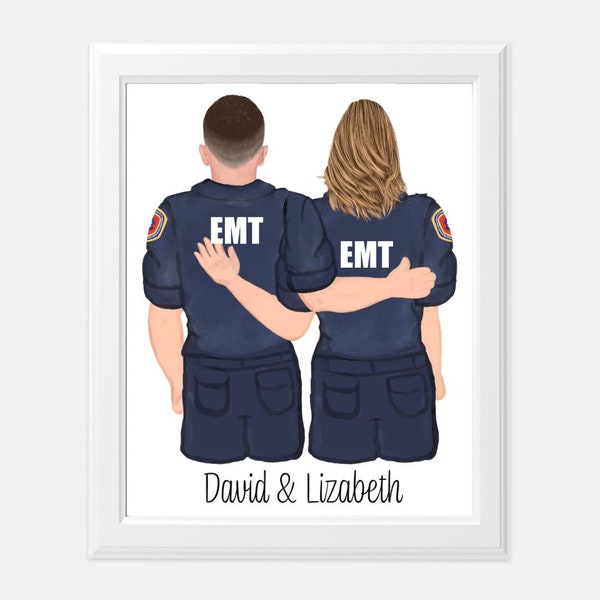 Custom EMT Gifts Boyfriend Gift for Him Personalized Couples Print Paramedic Personalized Gifts for Her Girlfriend Gift