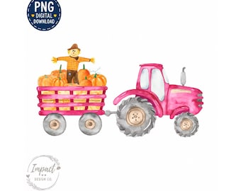 Fall Thanksgiving Pumpkins Tractor PNG Kids Fall Tractor PNG Fall Kids PNG Scarecrow Watercolor Shirt png Digital Download
