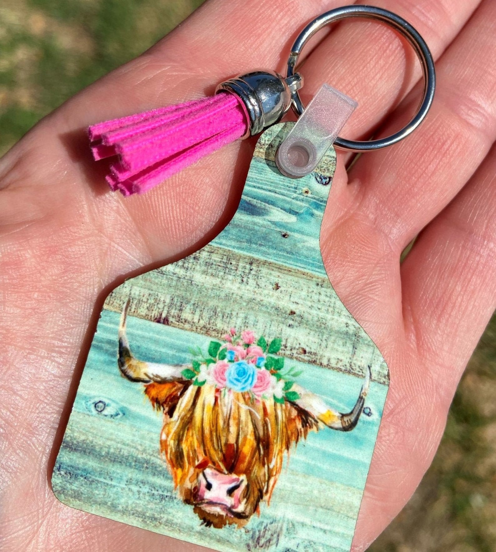 Highland Cow Tag Keychain Western Keychain Cow Keychain Etsy