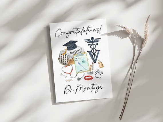 Personalized Veterinarian Graduation Card Keepsake Vet Tech Nurse Graduation Gift Veterinary Handwritten Message Card Congratulations Card