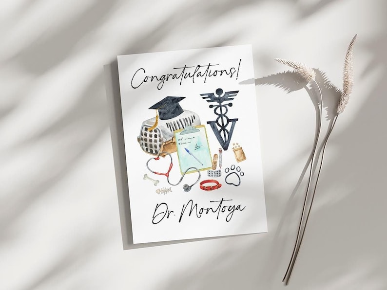Veterinarian Graduation Card Vet Tech Graduation Card Veterinary Nurse Graduation Card Personalized Graduation Card Printed Graduation Card Veterinary Graduation Gift