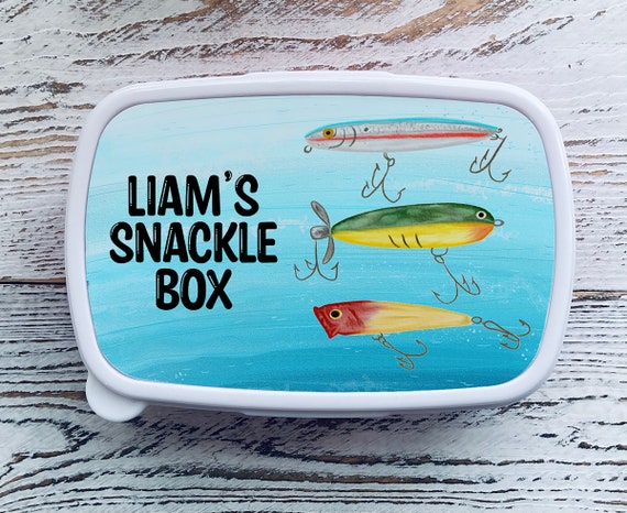 Personalized Snack Box Fishing Lure Kids Personalized School Supplies  Personalized Toddler Lunch Box Fish Snack Box 