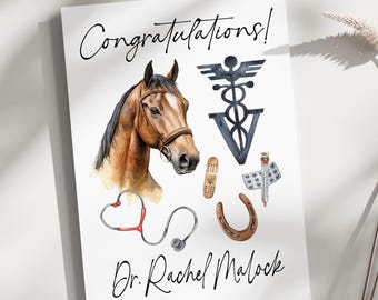 Personalized Veterinarian Graduation Card Keepsake Horse Vet Tech Nurse Graduation Gift Equine Veterinary Message Card Congratulations Card