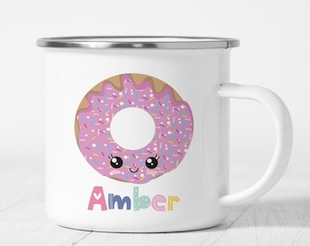 Donut Mug Personalized Gift Kids Custom Name Camping Cup Girls Birthday Idea Party Decor Donut Wall