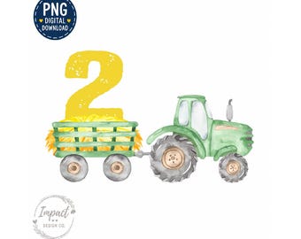 Farm Birthday Tractor PNG Kids Farm Tractor PNG Kids Tractor PNG Green Tractor Watercolor Shirt png Digital Download