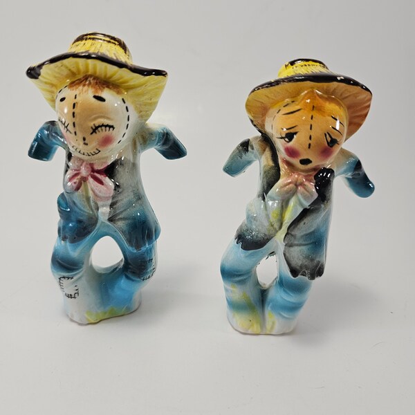 Holt Howard Anthropomorphic Scarecrow Vintage Salt Pepper Shakers NO rack Japan