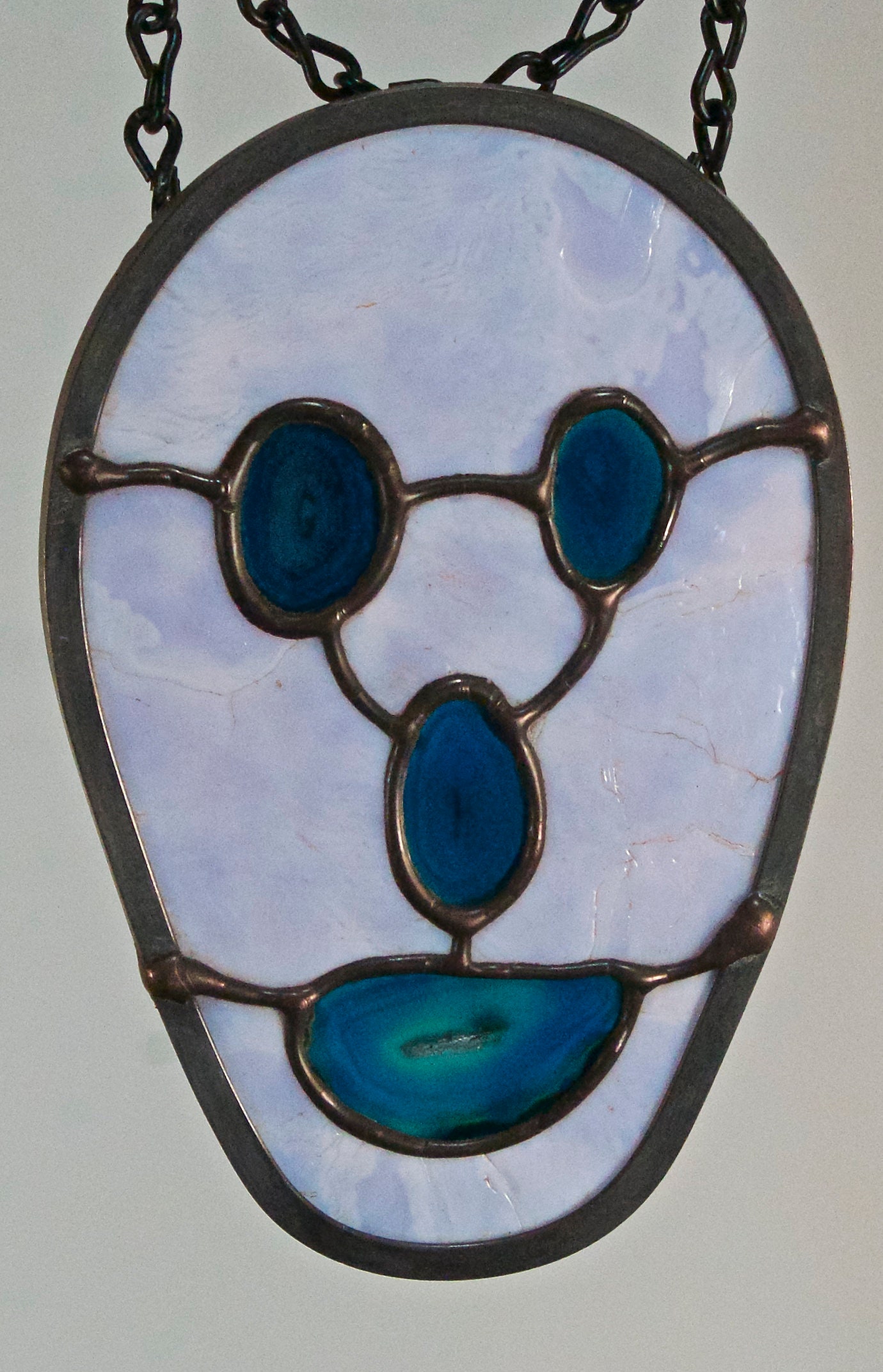 Agate slice stone stained glass face Etsy