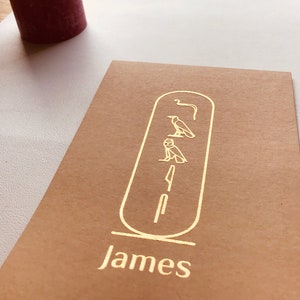 Your name in hieroglyphics, kraft paper/gold, A5, without frame, personalized decoration for fans of Ancient Egypt  - custom made