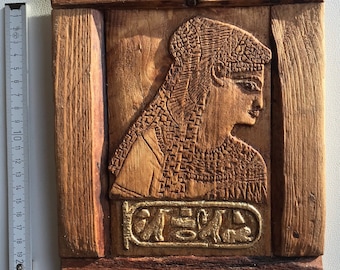 Queen Cleopatra and Hieroglyphs Wall Art, Wall Wood Art, Ancient Egyptian Art, Egyptian Wall art Decor, History enthusiast, Home Decor