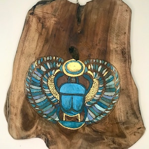 Scarab Beetle, Wooden Wall Picture with The Scarab Kheper, Mythology, Home Décor, Wood Sculpture, Antique Relief, Egyptian Artwork, Handmade