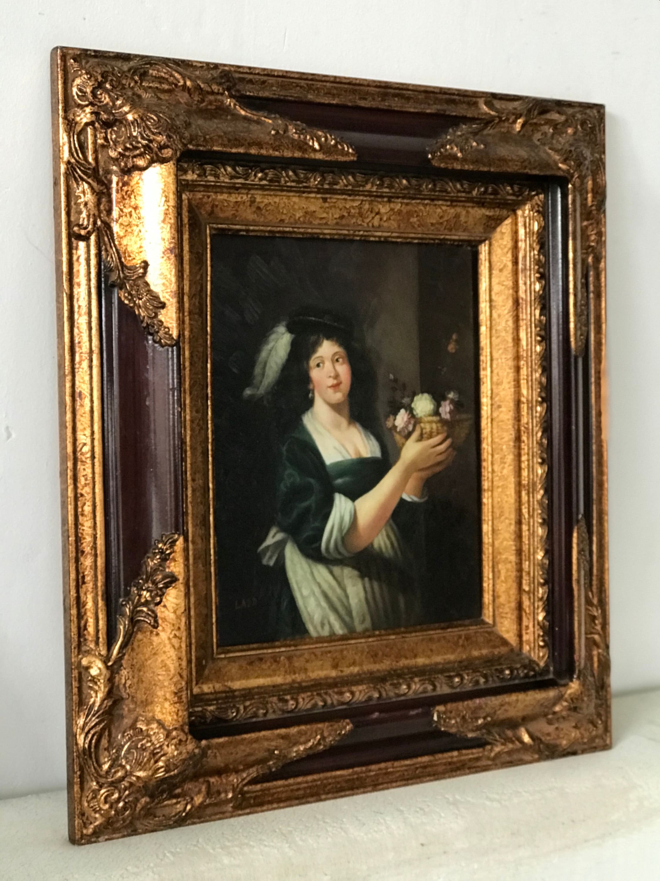 ヴィンテージ 女性肖像画 オーバル額装 絵画 インテリアアート 中古 ヴィンテージ 女性肖像画 オーバル額装 絵画 インテリアアート 中古